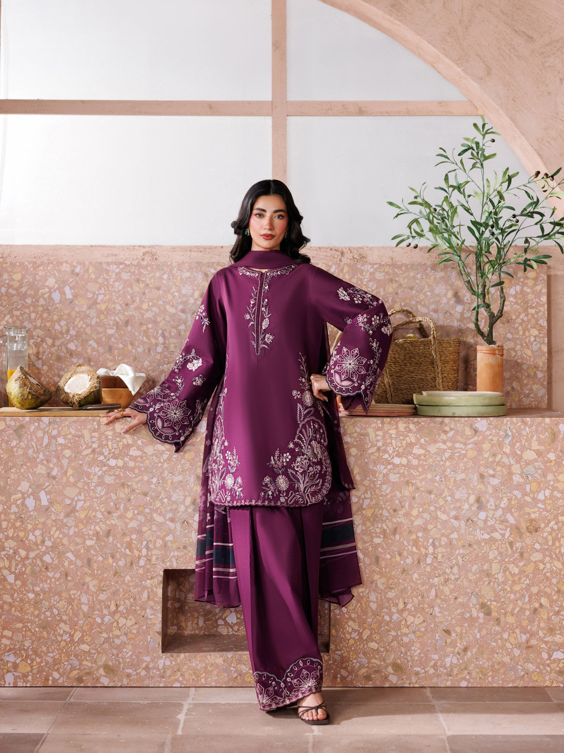 Plum Grace Embroidered 3pcs