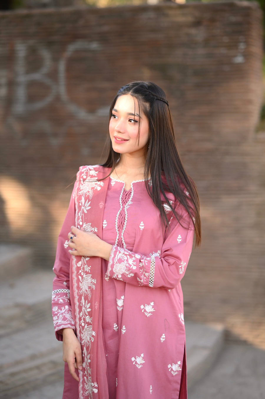 Blush 3pc embroidered
